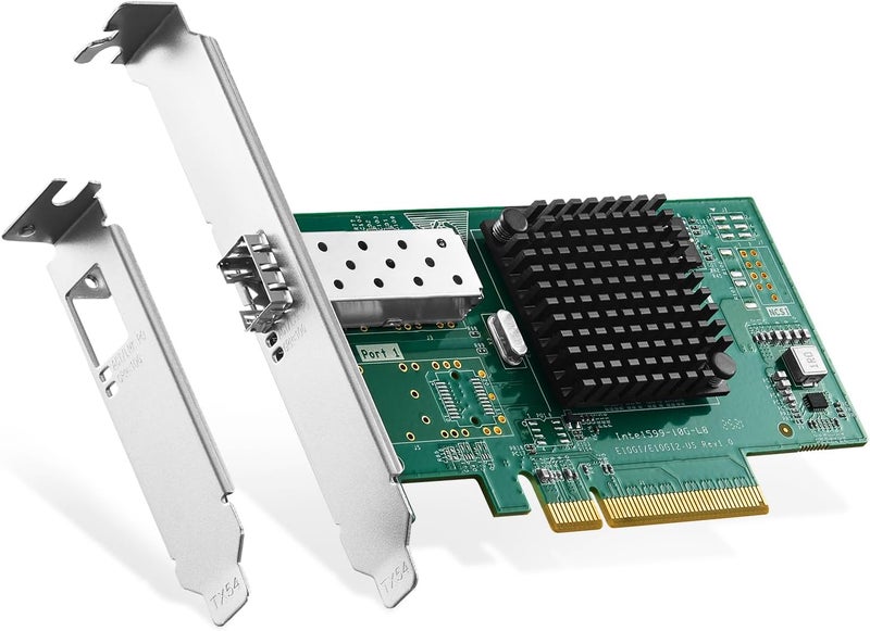 Binardat 10G SFP+ PCIe Network Adapter, Intel X520 82599 LAN Controller, 10G/1G/100Mbps SFP+ Slot NIC Card for Windows/Linux/VMware - Image 1